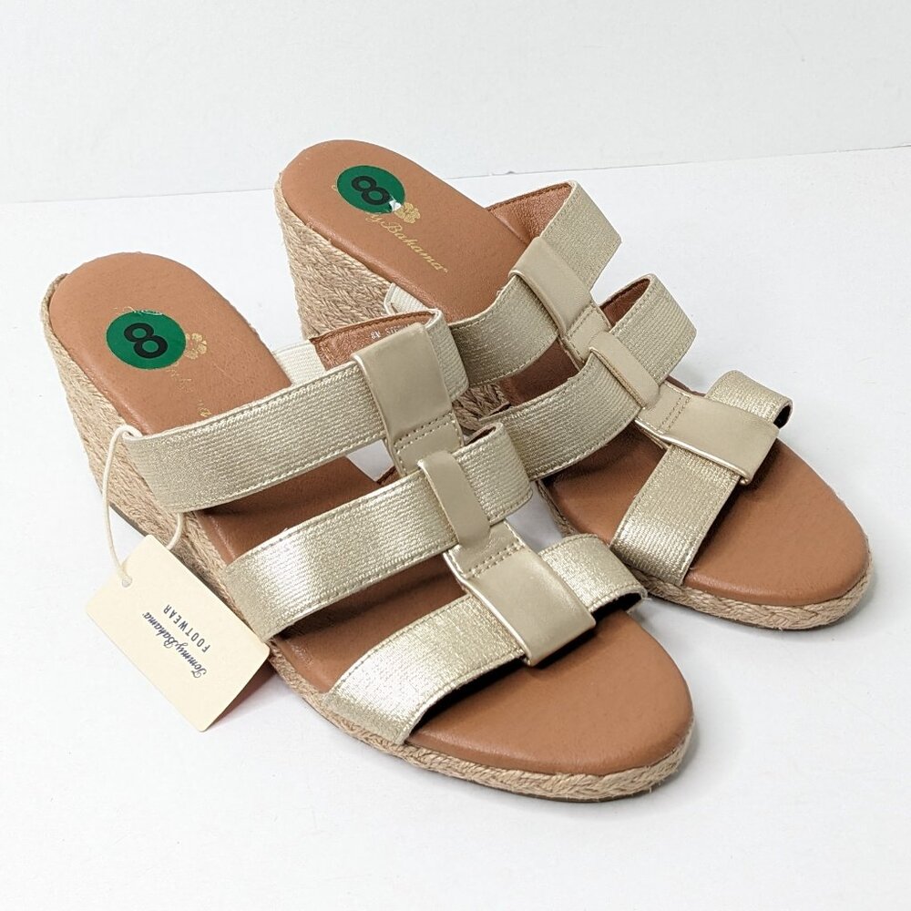 Tommy Bahama Stephanie Wedge Sandals, Gold/Tan, Women's 8